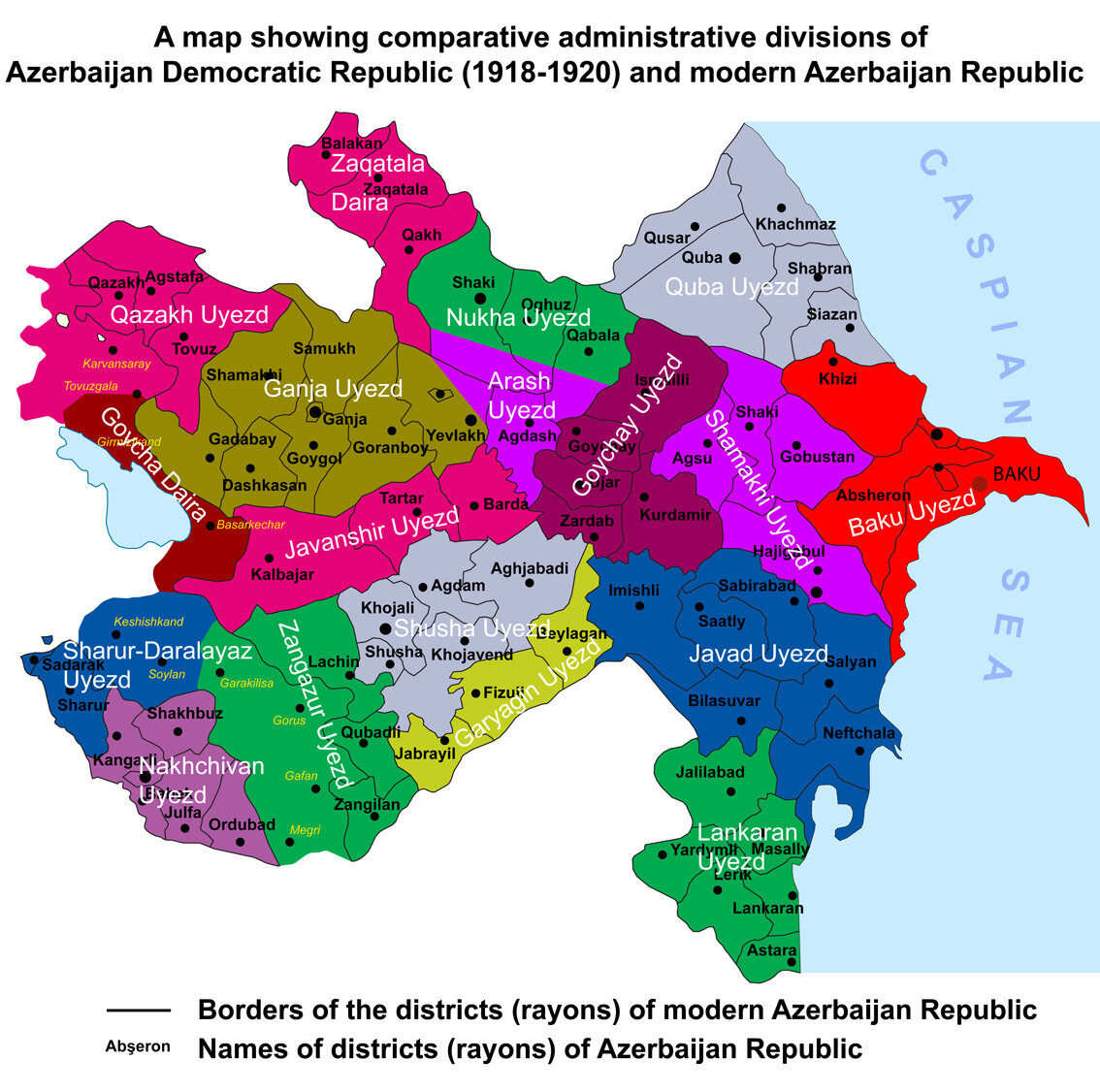 Подробная карта азербайджана с городами и селами