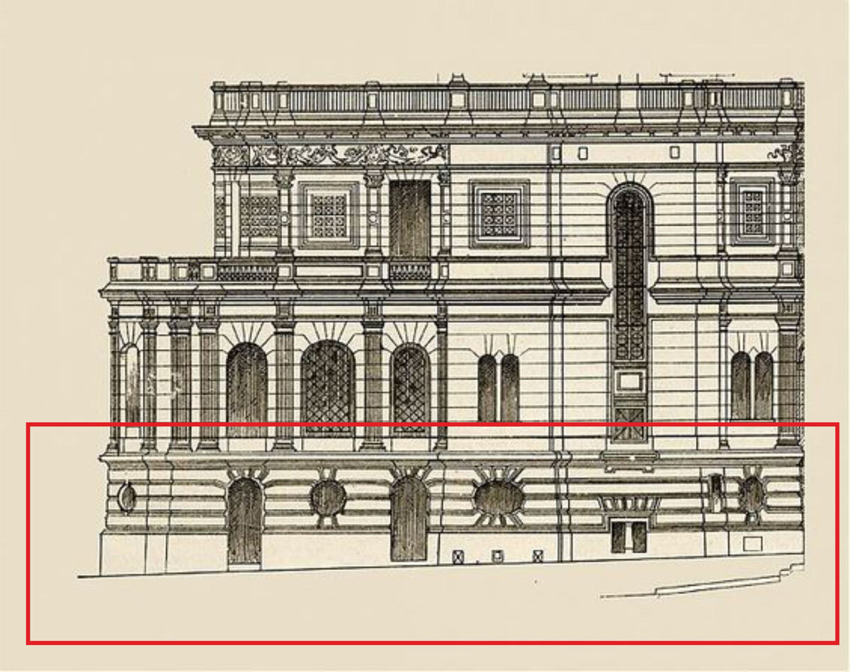 Пример оформления базовой части здания 