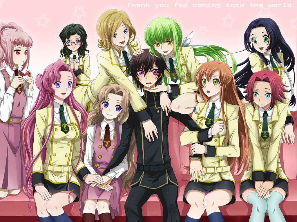 Гаремчик Лелуша в полном составе и даже в переборе. Источник: zerochan.net.