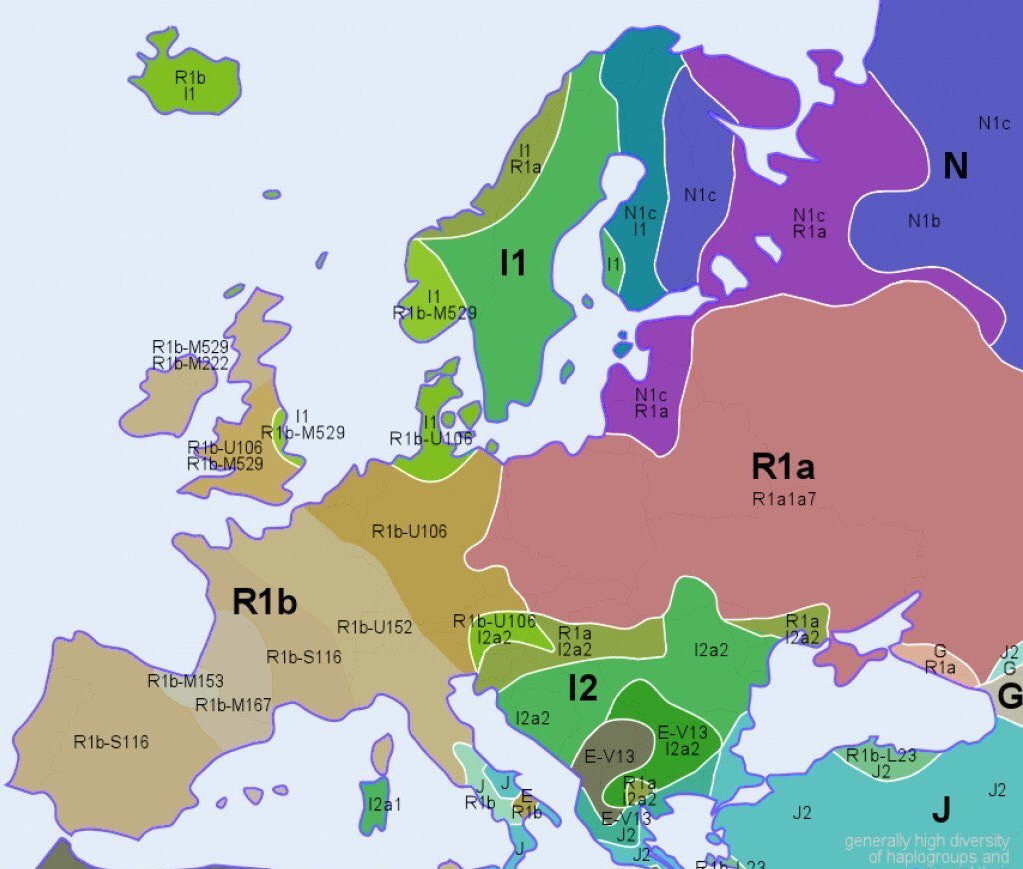 Карта гаплогрупп европы