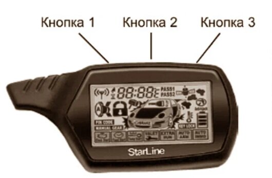 3 стрелочки на брелке сигнализация старлайн