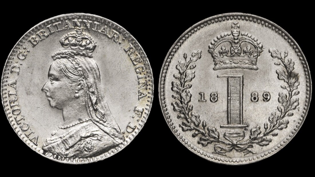 Серебряный пенни, выпущенный в 1889-м году в честь юбилея королевы Виктории