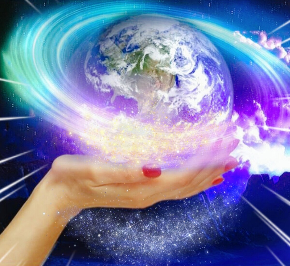 Открываем мир планеты. Гармония Вселенной. Энергия в руках. Прекрасный мир в руках. Вселенная в руках.