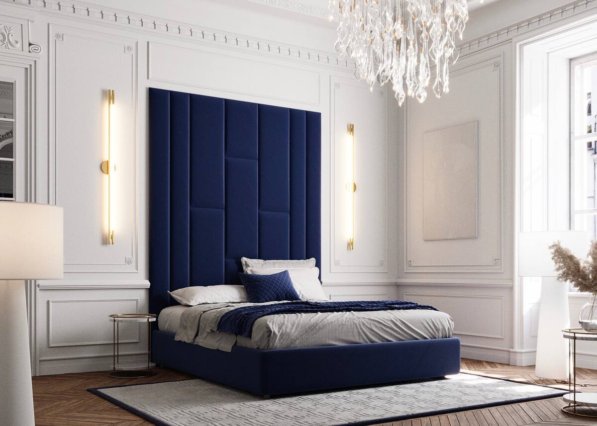Мягкие стеновые панели в спальню Art Design синие (арт. 078)