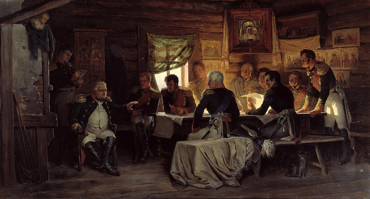 А. Д. Кившенко — репродукция картины «Военный совет в Филях» (1880)