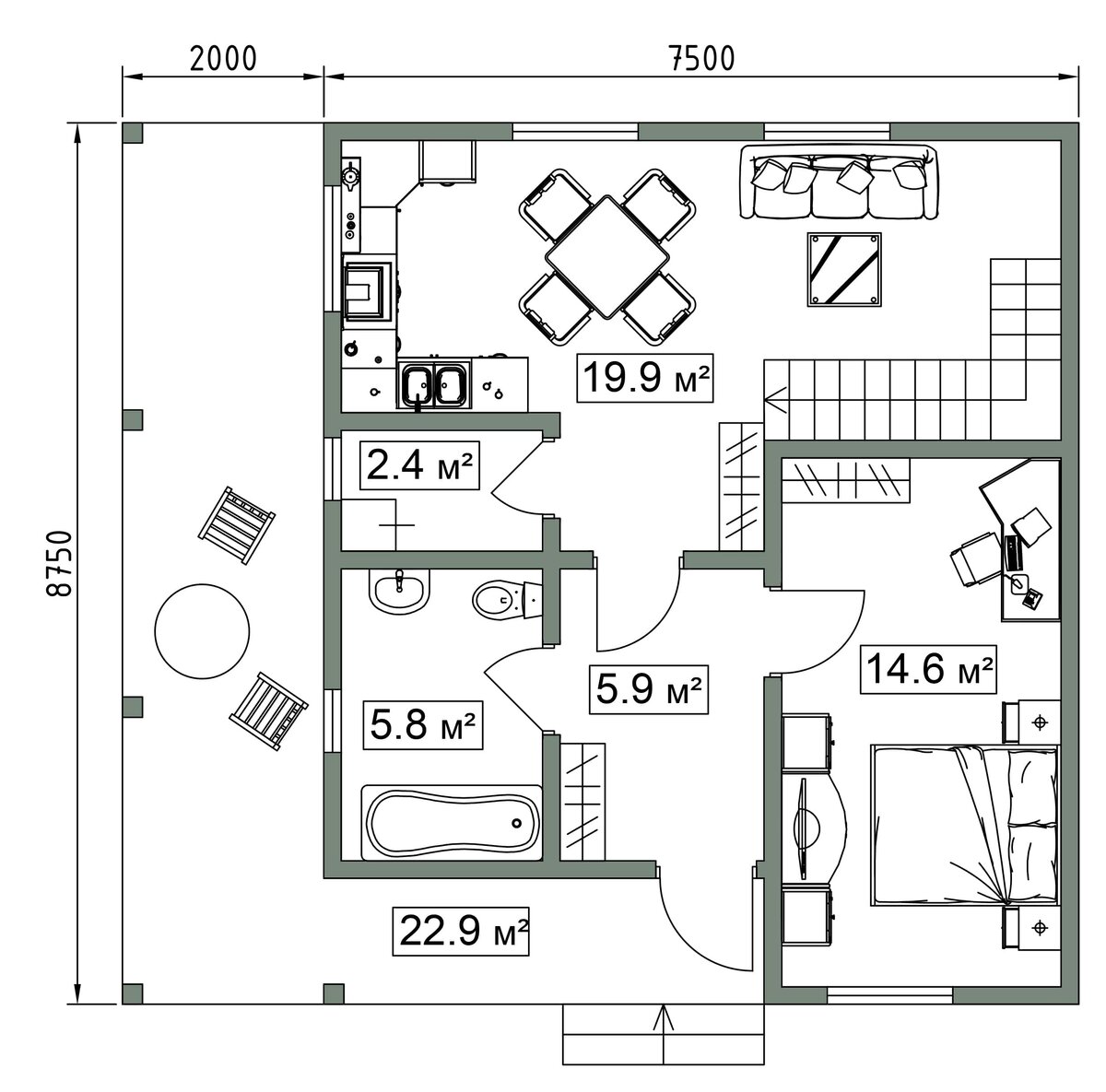 Проект жилого коттеджа с мансардным этажом 148м² | Проекты домов | Дзен