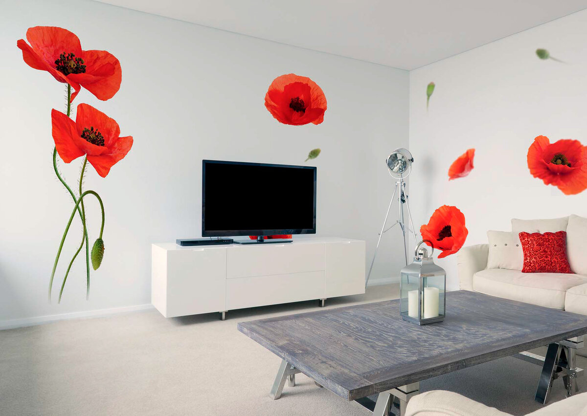 А тут использованы более контрастные цветы - "вкусные" красные маки.