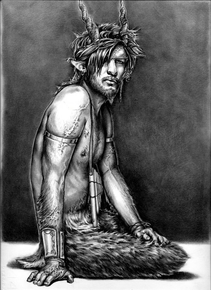 Мифический фавн. Именно так, в образе полулюдей, полузверей, представлялись кому то из малообразованных, а может быть, тех самых, звероподобных, представители общины угольщиков, - люди, которые на лесных просеках делали из бревен древесный уголь. Полураздетые, в саже, мужчины, ходившие по пепелищу на специальных деревянных ходулях, чтобы не обжечь ноги.....