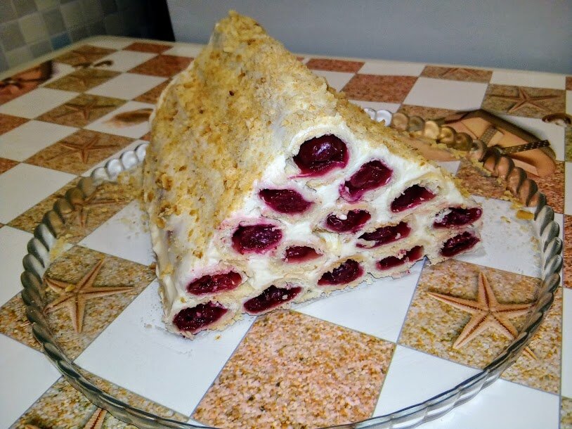 Торт шалаш с вишней и сметаной рецепт с фото