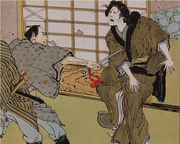 Полицейский бьет дзютте женщину, напавшую на него (рис. 1893 г.).