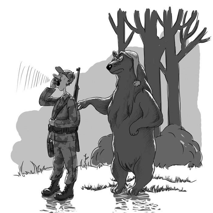 Лось и 2 медведя. Охотник карикатура. Карикатуры на охотников. Медведь и охотник прикол. Карикатуры про охоту.