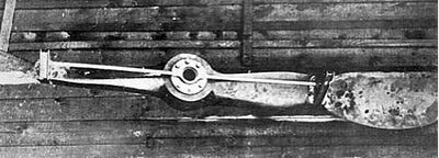 Воздушный винт с отражателями пуль, извлечённый немцами из обломков аэроплана Ролана Гарроса