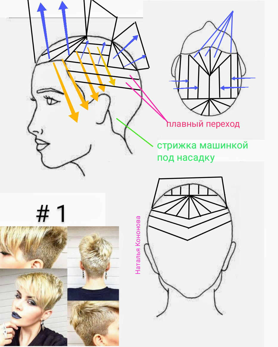 Стрижка Пикси схема выполнения стрижки