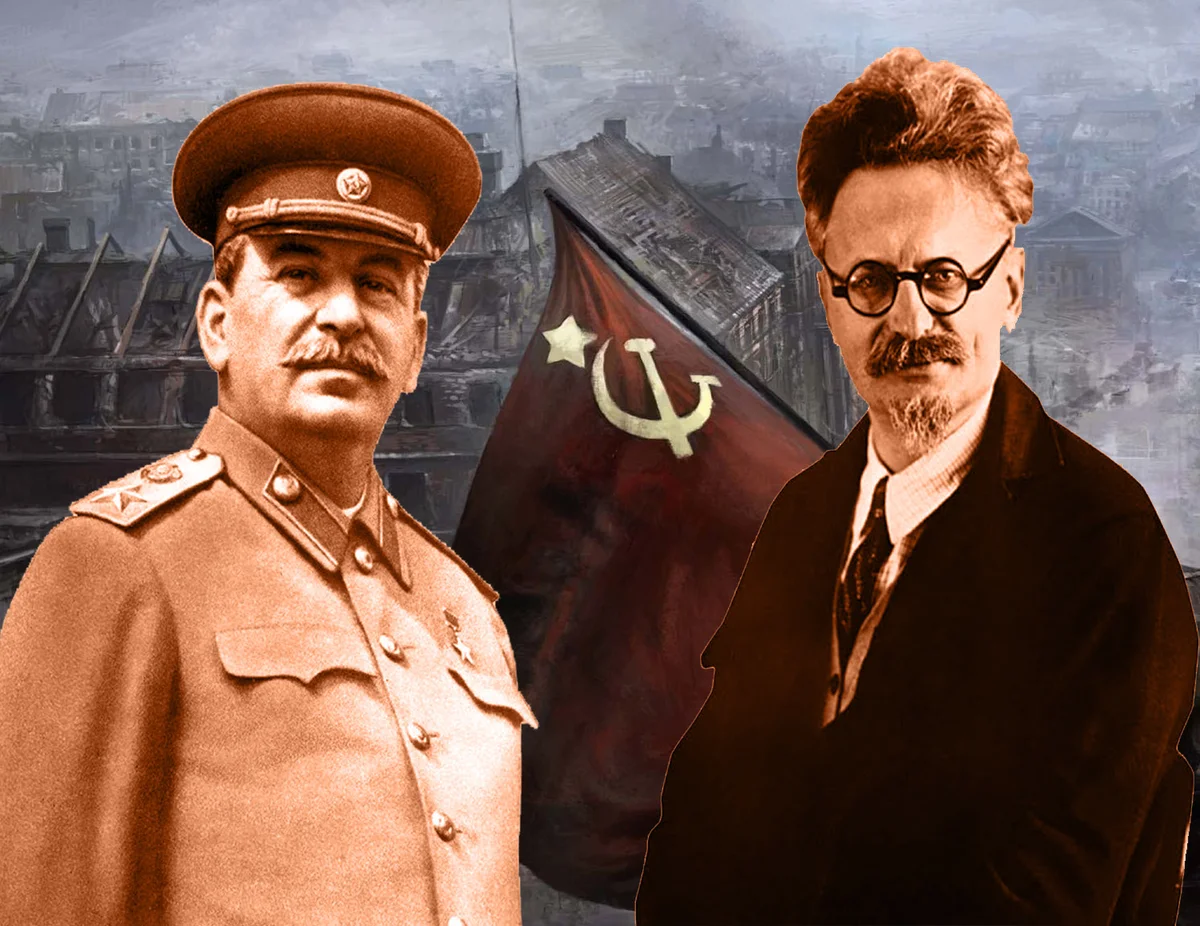 И.В. Сталин и Л.Д. Троцкий  
