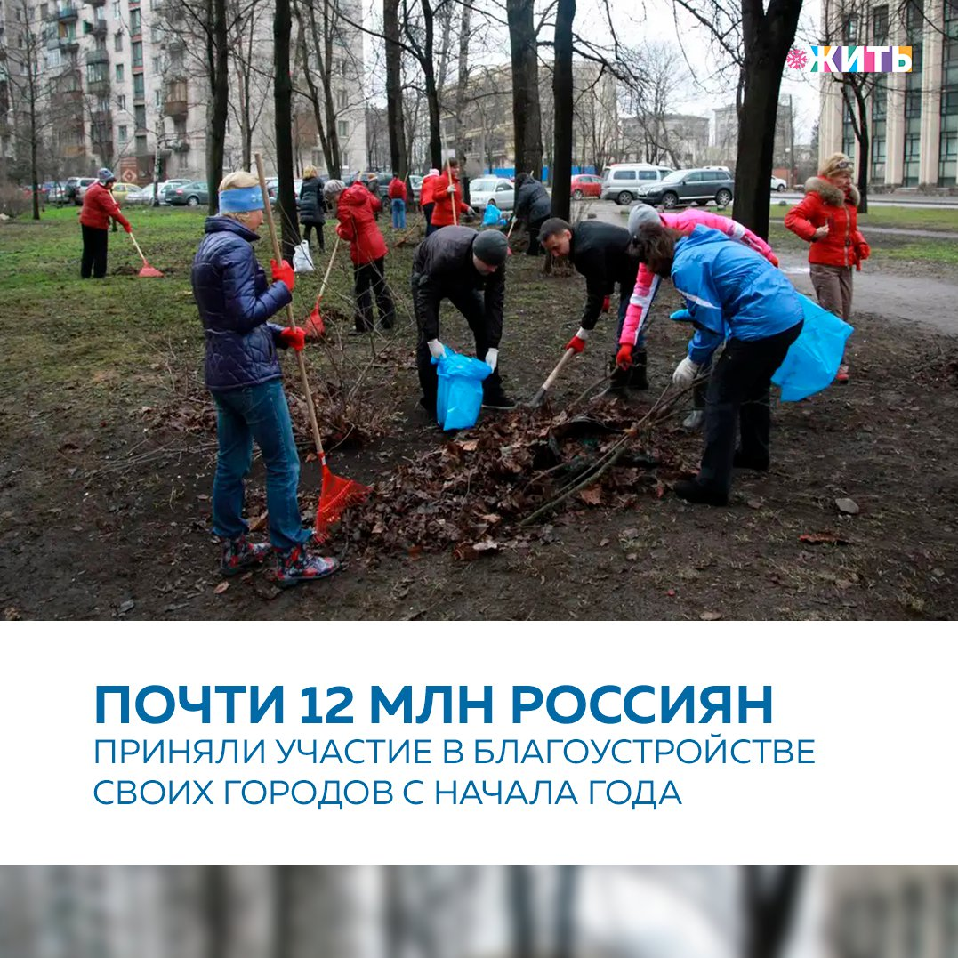 Почти 12 миллионов россиян приняли участие в благоустройстве своих городов с начала года💪🏻 
Более 11,6 миллионов жителей нашей страны участвовали в решении вопросов развития городской среды по итогам трех кварталов 2020 года.

По данным Минстроя России, несмотря на пандемию коронавируса, это на 18% больше, чем за весь прошлый год📄

Так, по итогам 2019 года, в формирование городской среды вовлечены были 9,8 миллионов человек в возрасте от 14 лет, что в процентном соотношении составляет 10,5% жителей🧍‍♀

Но уже в третьем квартале 2020 года участие в вопросах благоустройства приняли 11,5% (или 11,6 миллионов человек).

Согласно статистике национального проекта "Жилье и городская среда", доля населения, вовлеченного в вопросы благоустройства, в 2020 году должна составить 12%.

А уже К концу 2024 года эту цифру предполагается увеличить до 30%👌🏻

Ранее от Минстроя России поступило предложение о расширении возможности для участия населения в развитии городской среды в электронной форме💻

В частности, предлагалось обязать муниципальные власти предоставлять возможность гражданам голосовать по вопросам благоустройства в онлайн-режиме👨🏻‍💻

Как Вы считаете, будет ли эффективным использование электронных систем в благоустройстве населённых пунктов?

#жить  #проектжить