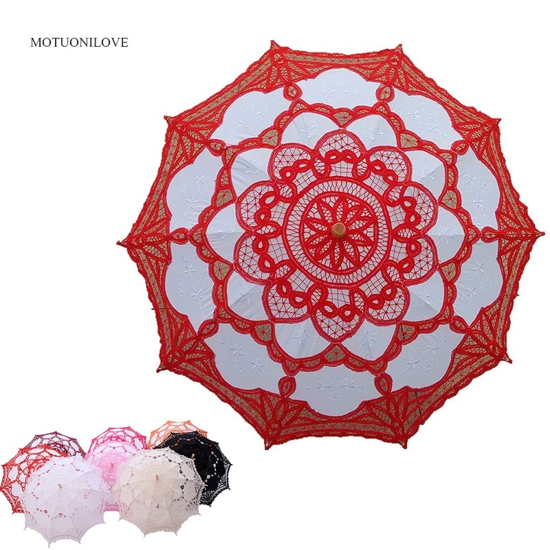 Красный кружевной зонт