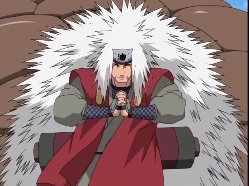 кадр из аниме Наруто - Джирайя применяет одну из своих техник