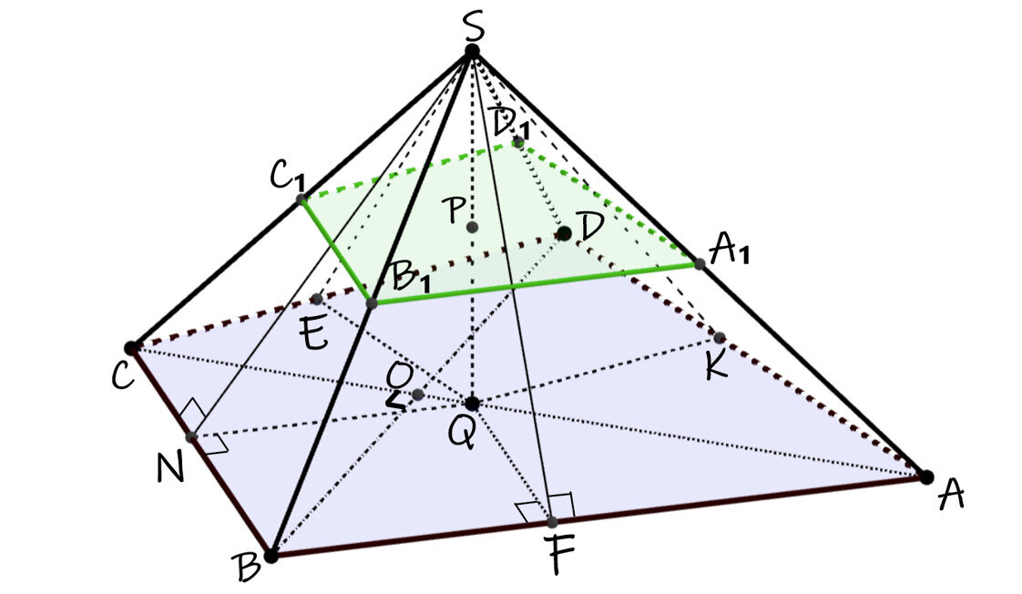 В основании пирамиды sabcd лежит прямоугольник abcd. Пирамида в основании четырехугольник.