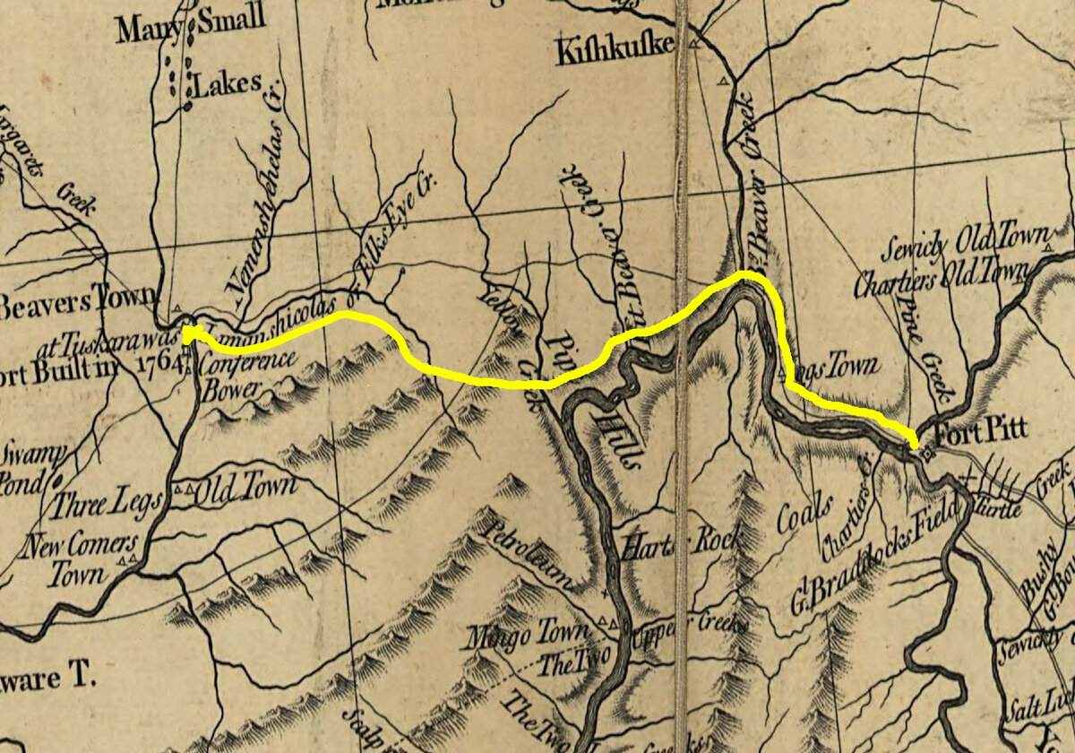 Маршрут Крессвела и Андерсона к делаварам 