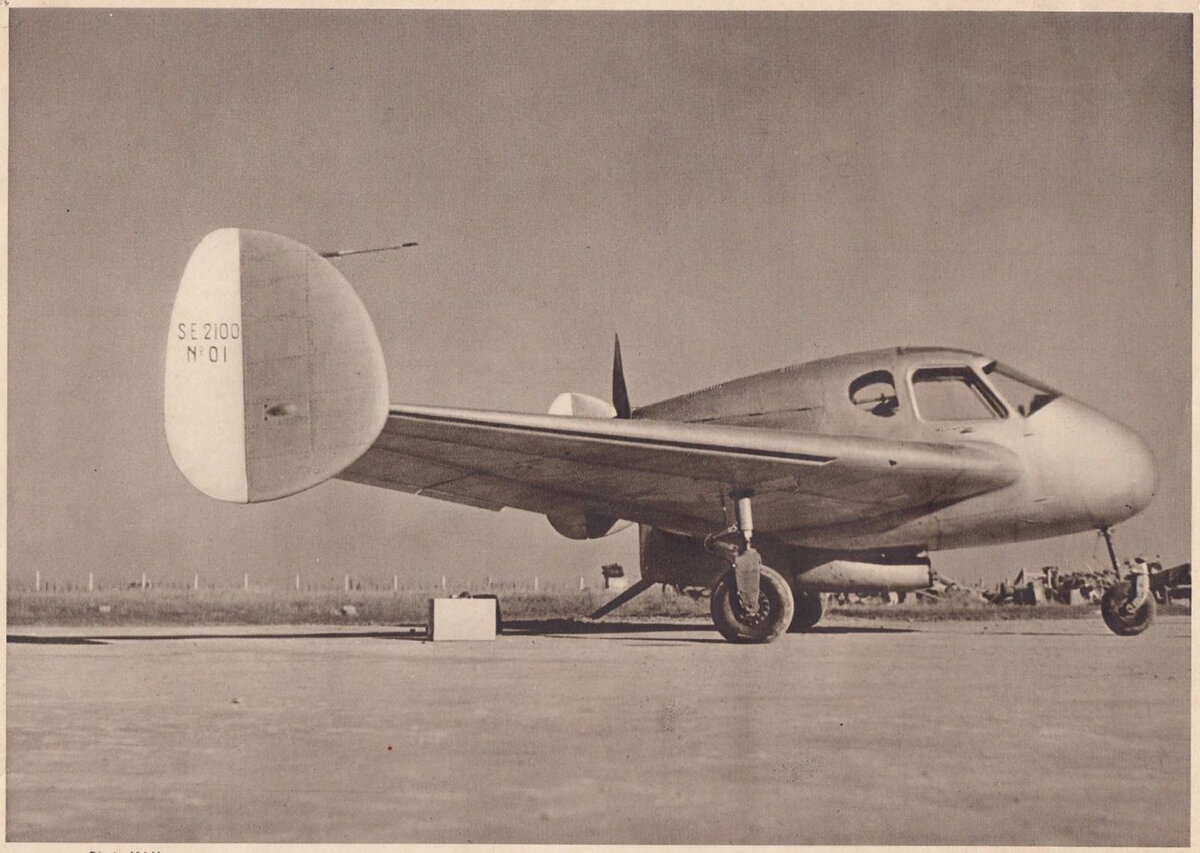 SNCASE SE-2100. Вид сбоку. Фото: Société nationale des constructions aéronautiques du Sud-Est