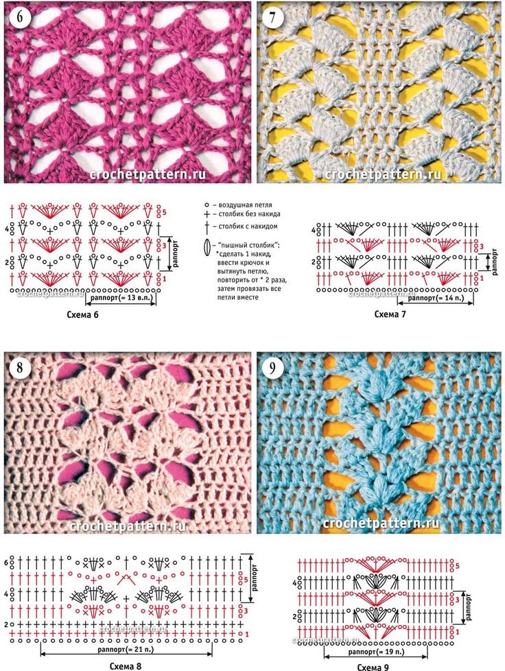Узоры крючком схемы и описание фото схемы