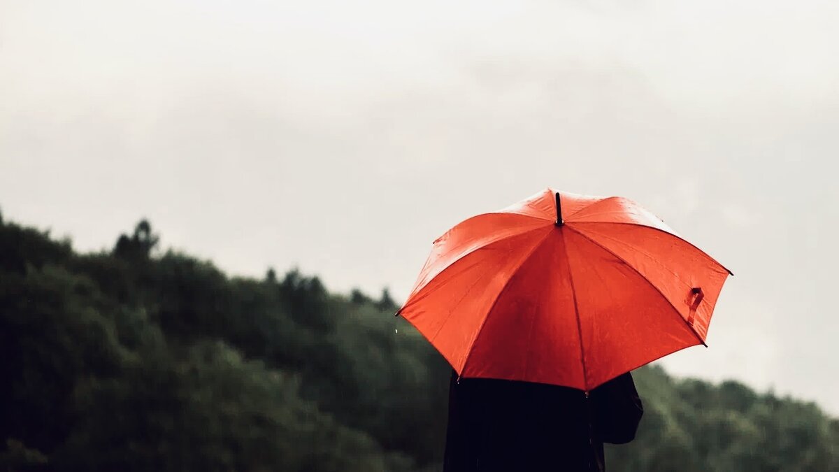 Человечки и красный зонт