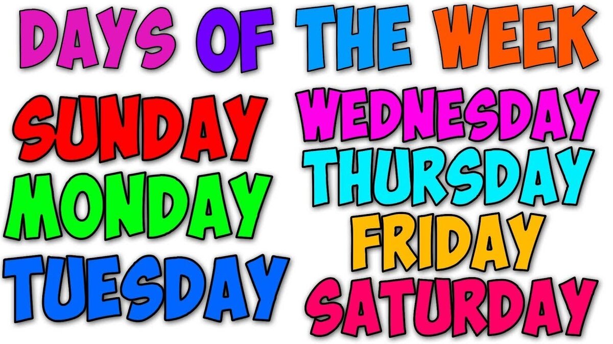 Seven days a week. Days of the week. Week Days in English. Weeks in English. Days PF the week.