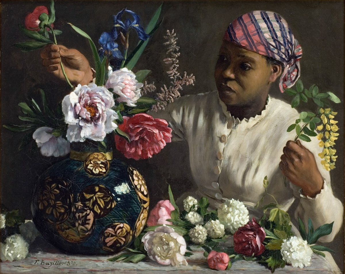 Фредерик Базиль. Молодая африканка с пионами, 1870. Музей Фабра, Монпелье.