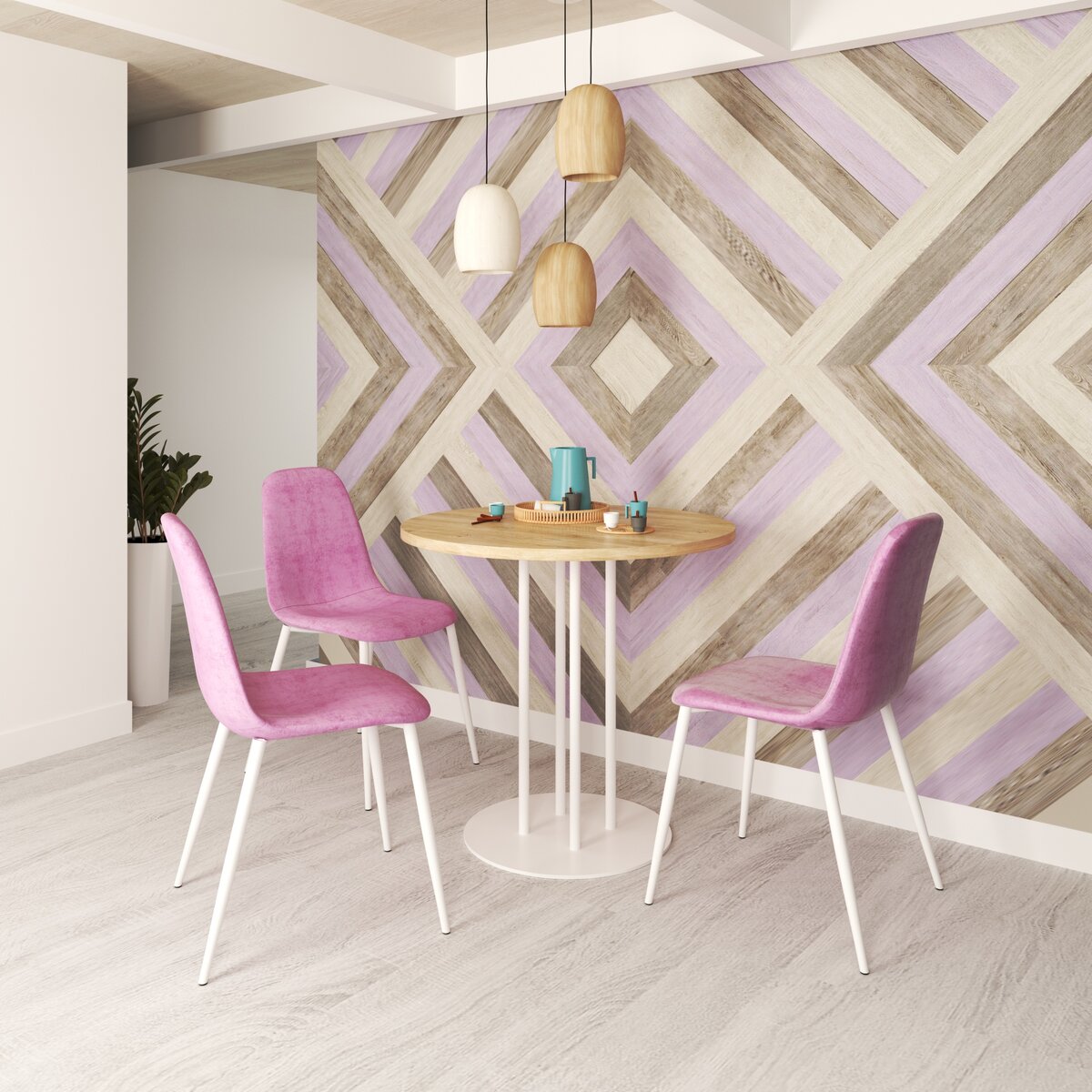 Круглый стол Амори и стулья Дольче, ателье дизайнерских стульев DEBUT