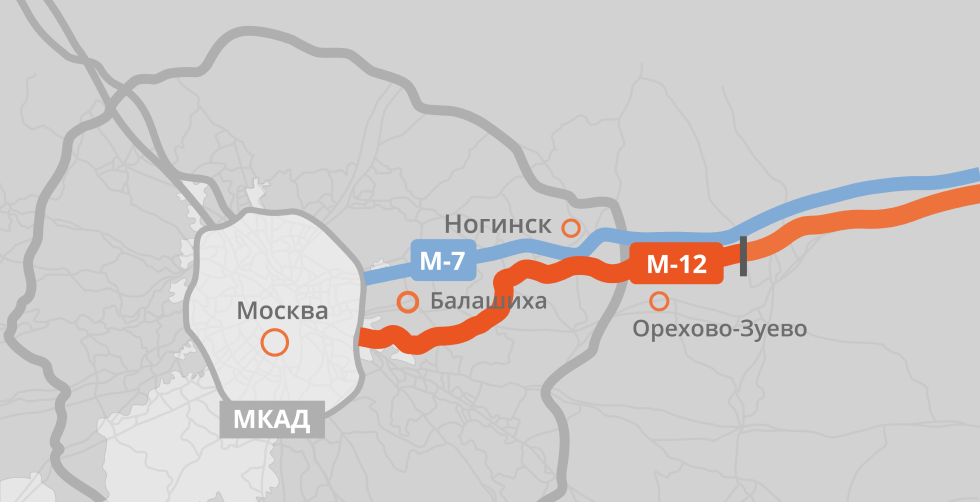 Схема дороги м12 москва казань