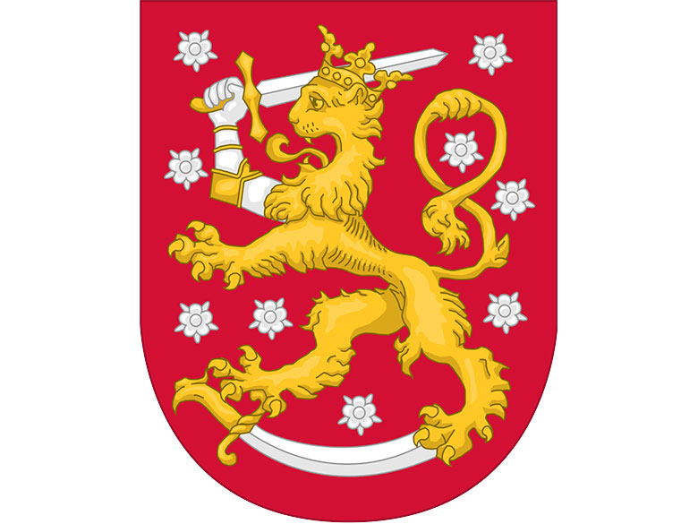 На гербе Финляндии, тоже Лев колена Иуды, тоже и на гербах Швеции, Норвегии, Дании.
