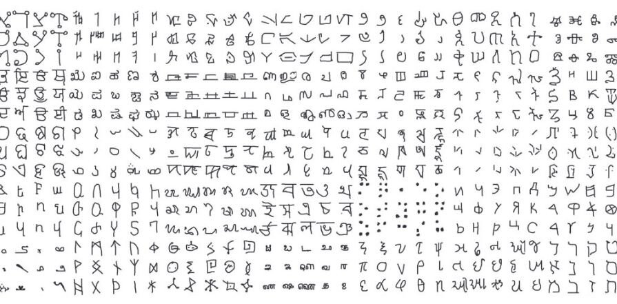 525 из 1623 символов, использованных в эксперименте