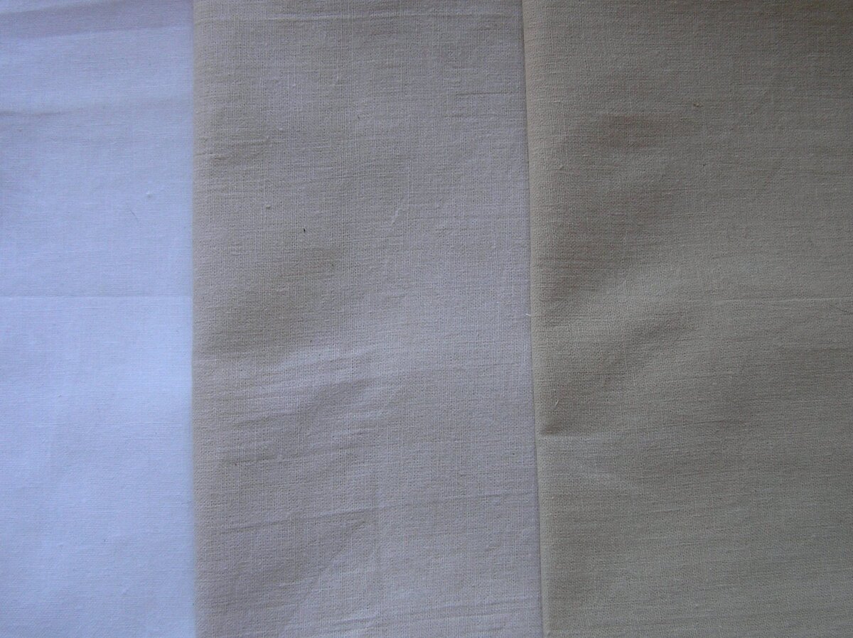 Бязь ГОСТ: белая, тонированная чаем,  тонированная кофе