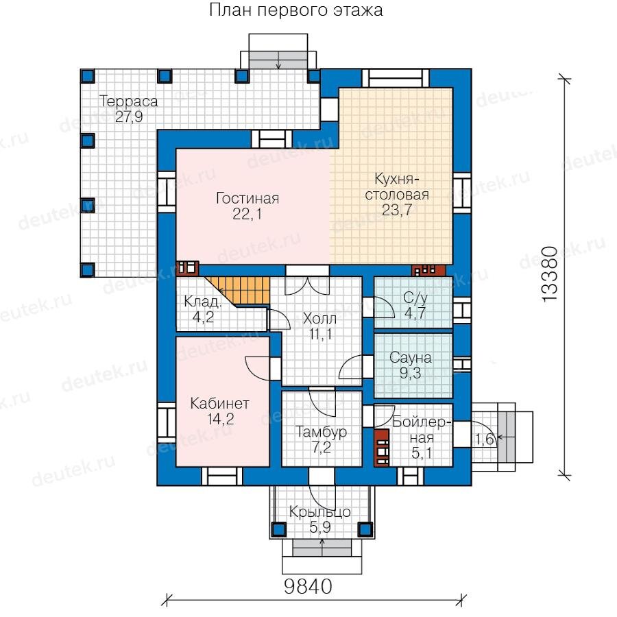 Готовый проект дома 192 м2 с большим балконом DT0134B. | DEUTEK -  проектирование домов | Дзен