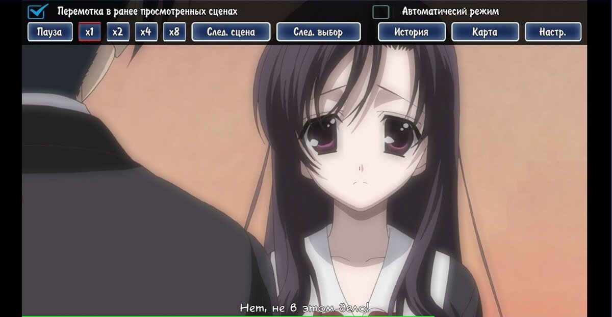 Игровой процесс: диалог Макото с Котонохой.
Источник: скриншот из игры «Школьные Дни». ©STACK, ©Overflow.