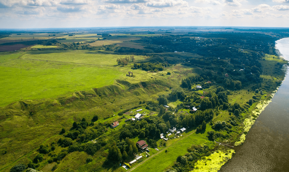 Вид с Оки на городище Старой Рязани