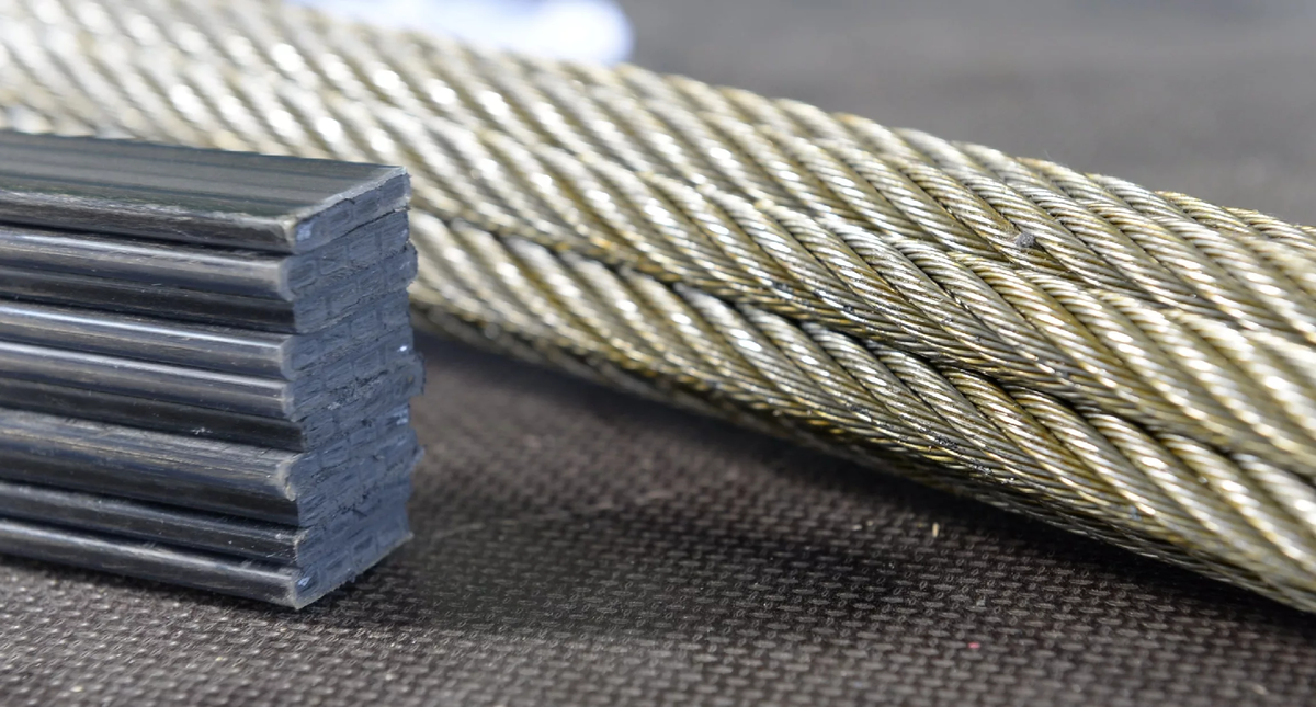 Углеродное волокно и стальные тросы для лифта (взято из интернета)