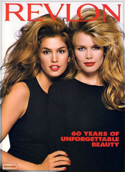 Синди Кроуфорд и Клаудиа Шиффер для Revlon, 90-е. Фото: Getty Images