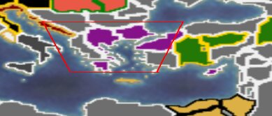 Территории Византии в начале игры.