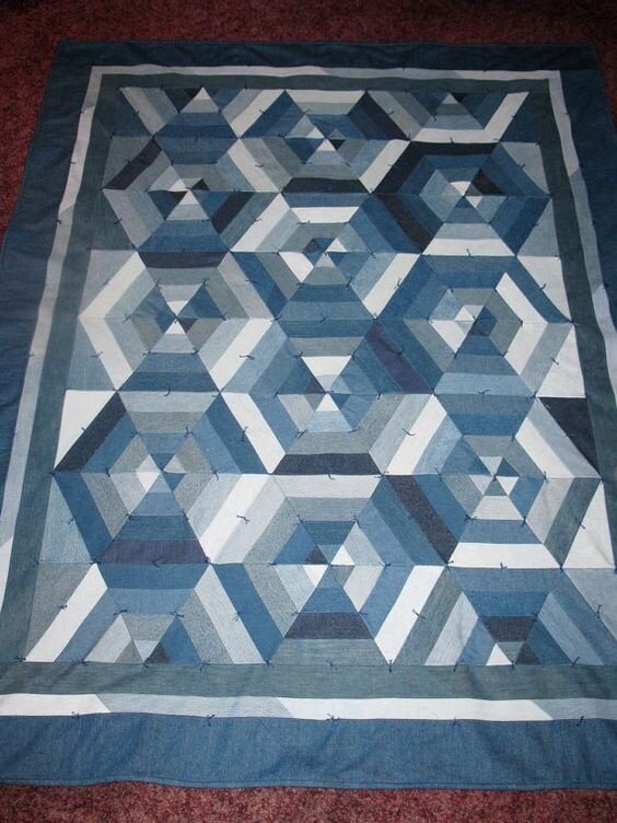 Покрывало из джинсовых лоскутков схемы