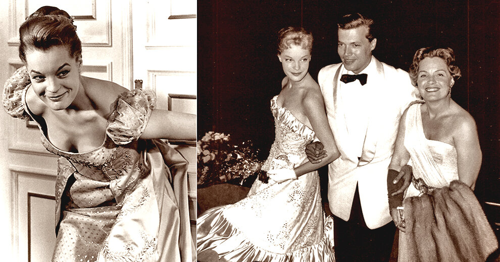 Роми Шнайдер. Карлхайнц Бом, её партнер по картине "Сиси - молодая императрица", и мать Роми, актриса Магда Шнайдер