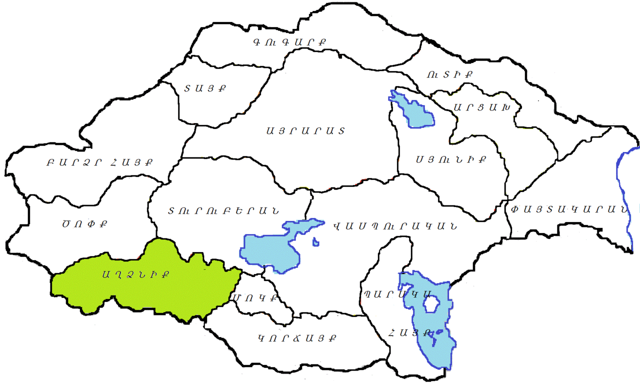 Расположение провинции Ахдзник на карте Великой Армении