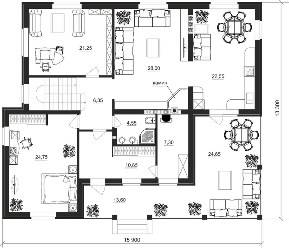 Планировка 1 этажа - Проект дома - CP-20-77