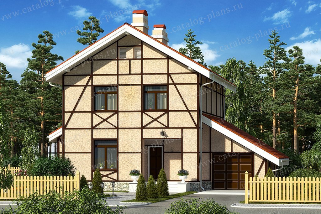 59-45 - Проект двухэтажного дома из газобетона в стиле фахверк