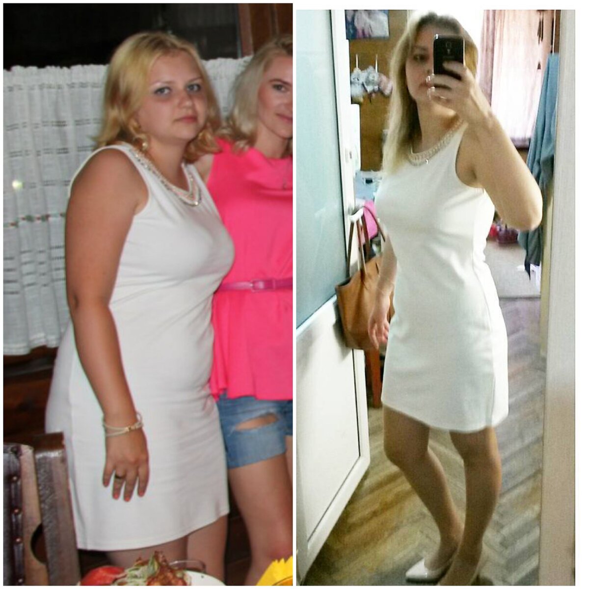 Платье одно, разница в 20 кг