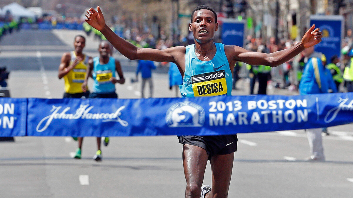 Лелиса выигрывает Бостонский марафон. 2013 год. Фото: Nancy Lane | bostonherald.com