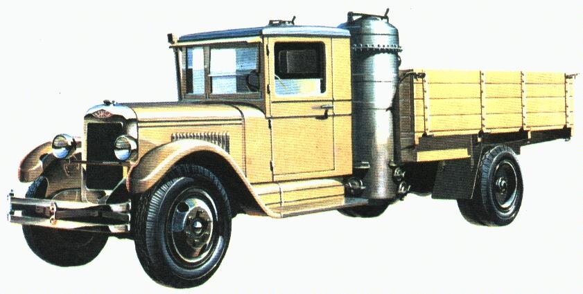 Газогенераторный ЗИС-13. Рисунок художника Александра Захарова их журнала "За рулём". Источник: http://www.autogallery.org.ru/k/z/36zis13.jpg