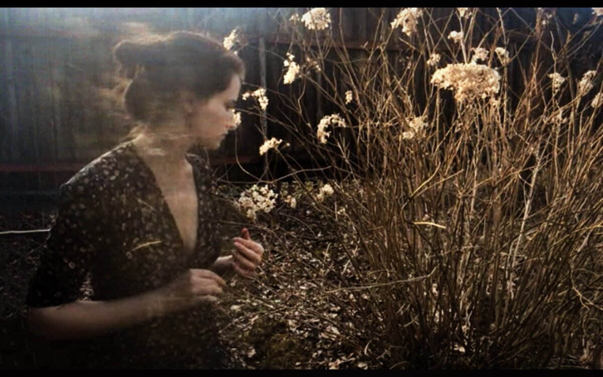 Это на соседнем заброшенном участке. Там было разбито окно и Саша поставила телефон на подоконник.