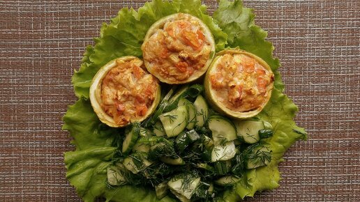 Рецепт вкусных кабачковых столбиков с начинкой на обед