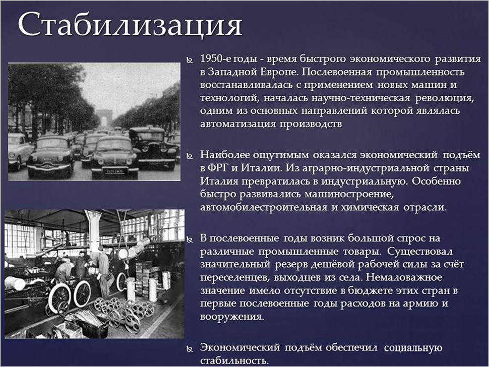 Основные черты развития европы. Послевоенная промышленность. Экономическое развитие стран Запада после войны. Экономическое развитие страны в послевоенные годы